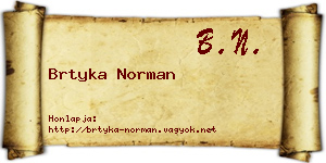 Brtyka Norman névjegykártya